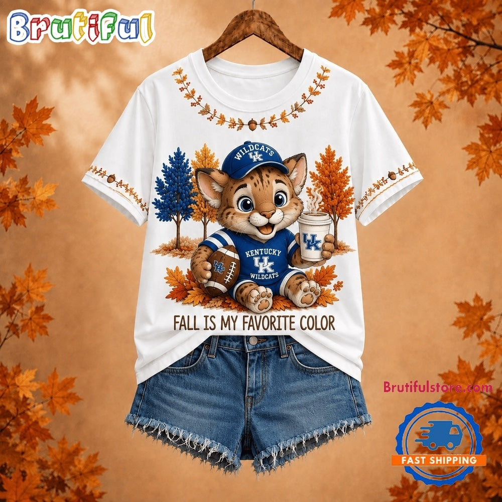 Kentucky Wildcats NCAA Fall Is My Favorite Color Football Unisex 3D Shirt
