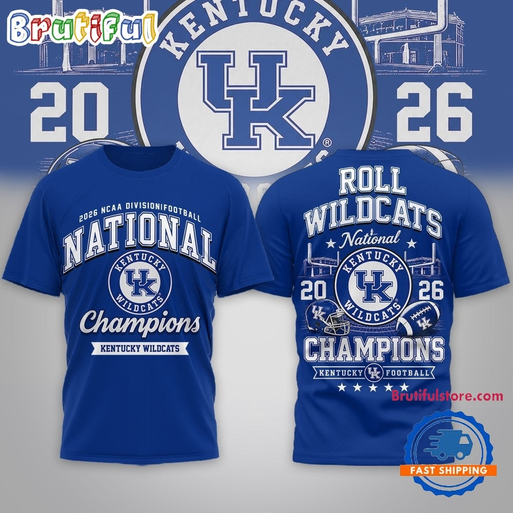 Kentucky Wildcats NCAA Road to Glory 2026 Football Champions 3D Shirt