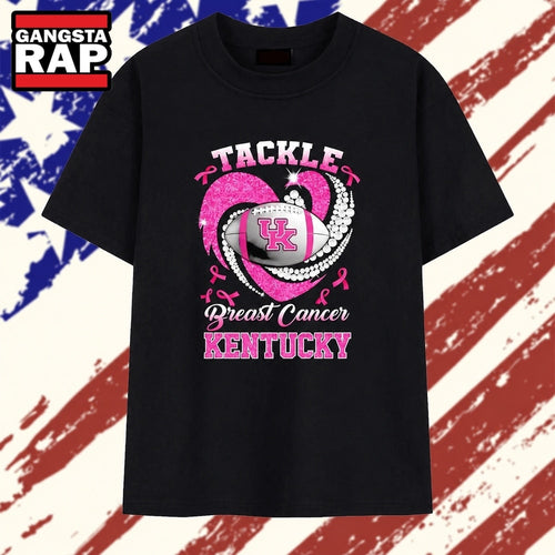 Kentucky Wildcats UK tackle breast cancer football T Shirt