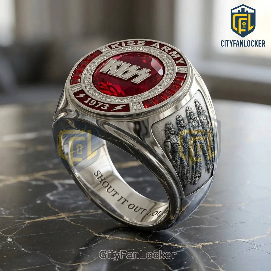 KISS Band 1973 Commemorative Engraved Stainless Steel Collectible Ring