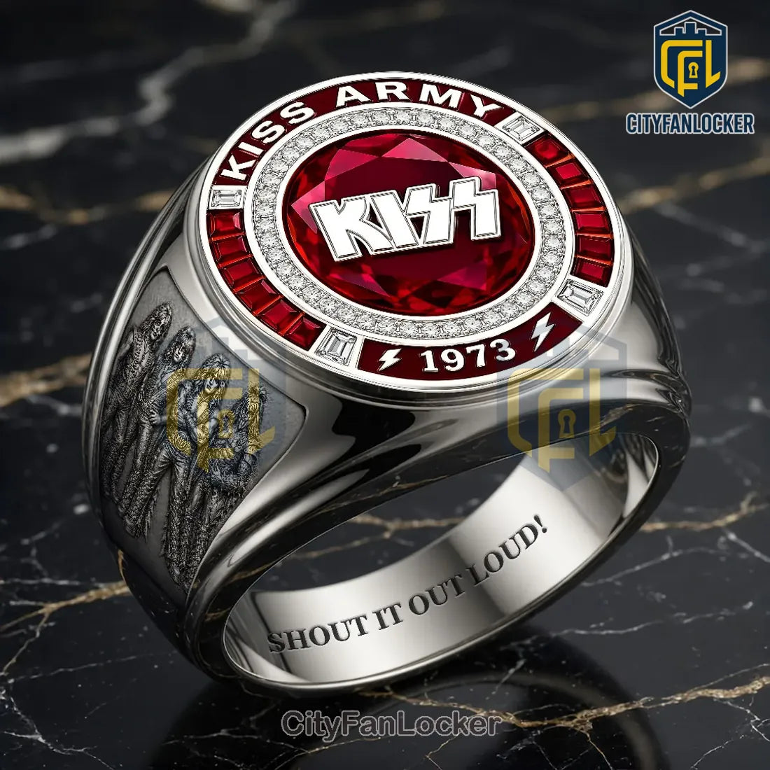 KISS Band 1973 Commemorative Engraved Stainless Steel Collectible Ring