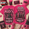 Kiss Band No One Fights Alone Rock For Hope Breast Cancer Awareness Hoodie T-Shirt