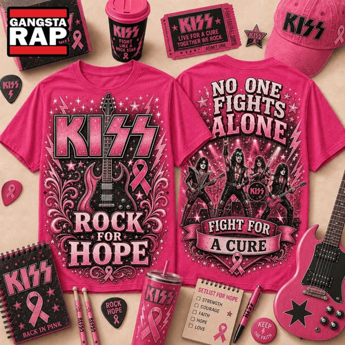 Kiss Band No One Fights Alone Rock For Hope Breast Cancer Awareness Hoodie T-Shirt