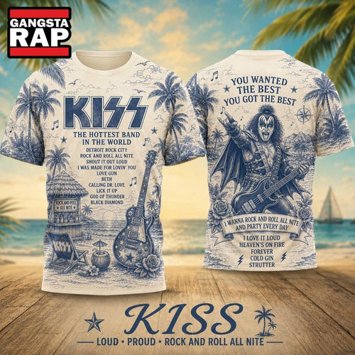 KISS Palm Tree Retro Tour Poster 2026 Vintage 3D Shirt