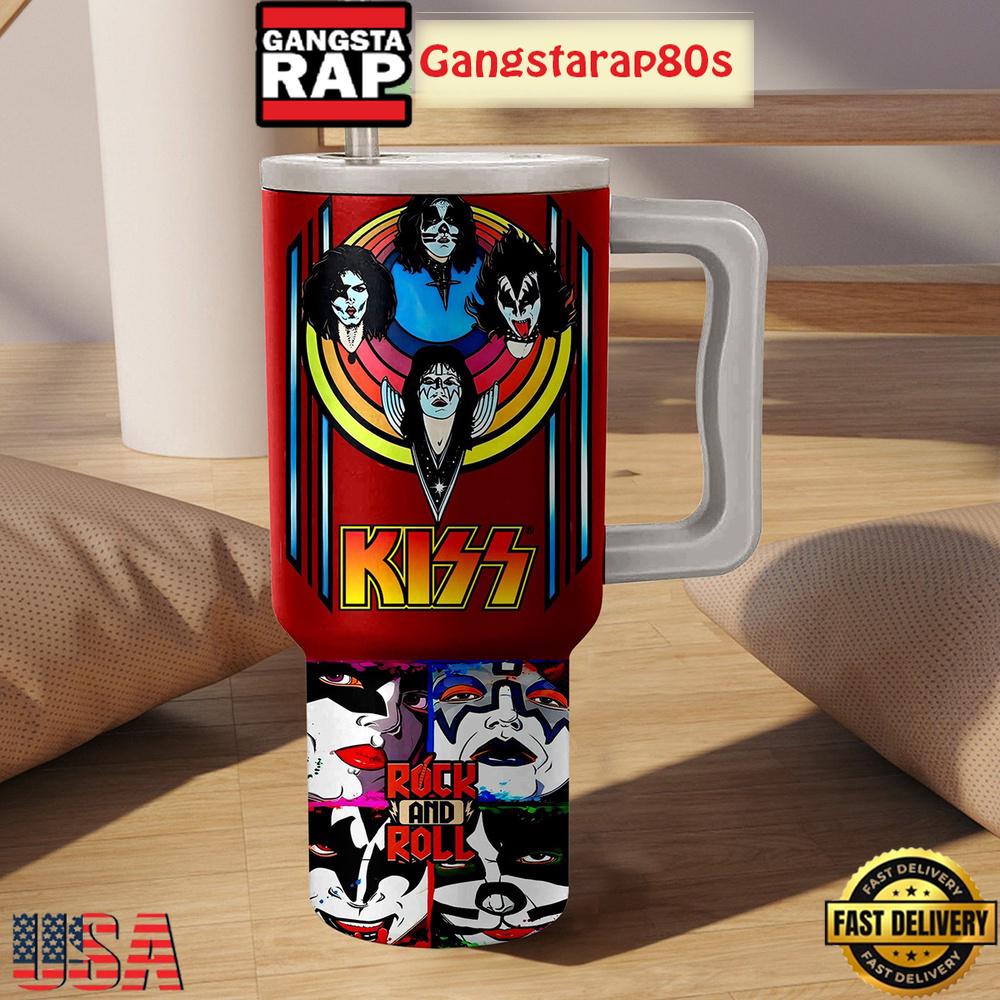 Kiss Rock And Roll Fan Tumbler Cup 40oz