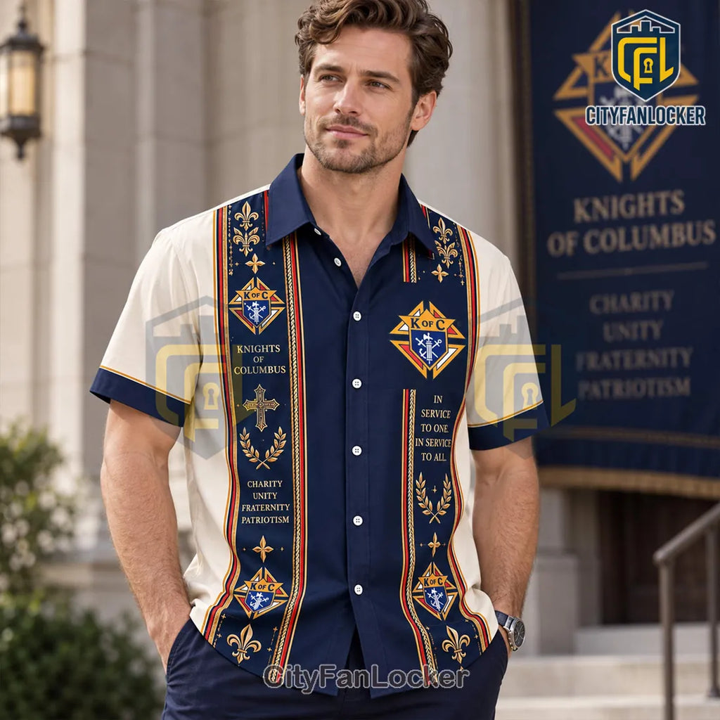 Knights of Columbus Navy Blue Hawaiian Shirt