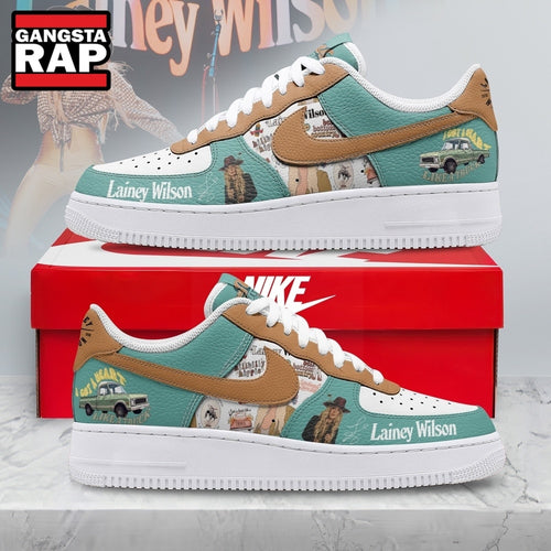 Lainey Wilson Teal Bell Bottom Country Music Graphic Air Force 1 Shoes Sneakers, Music Air Force 1 Shoes
