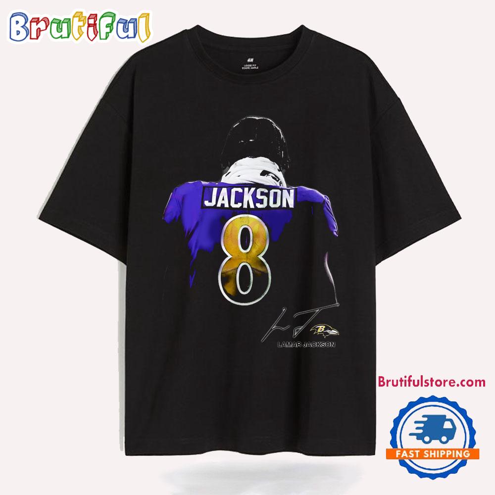 Lamar Jackson 8 Baltimore Ravens Signature T Shirt