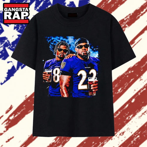 Lamar Jackson and Derrick Henry Baltimore Ravens 8 and 22 T Shirt