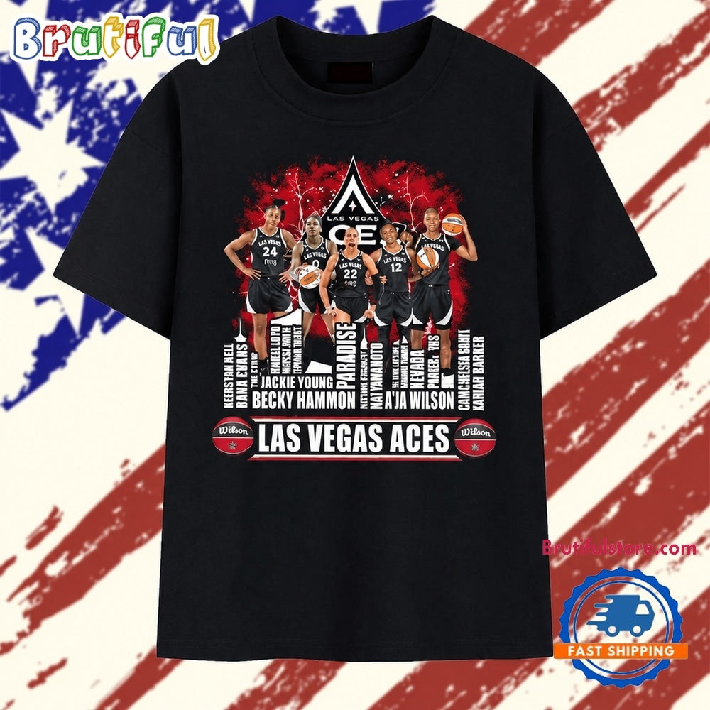 Las Vegas Aces WNBA Basketball Roster Players Vintage T Shirt