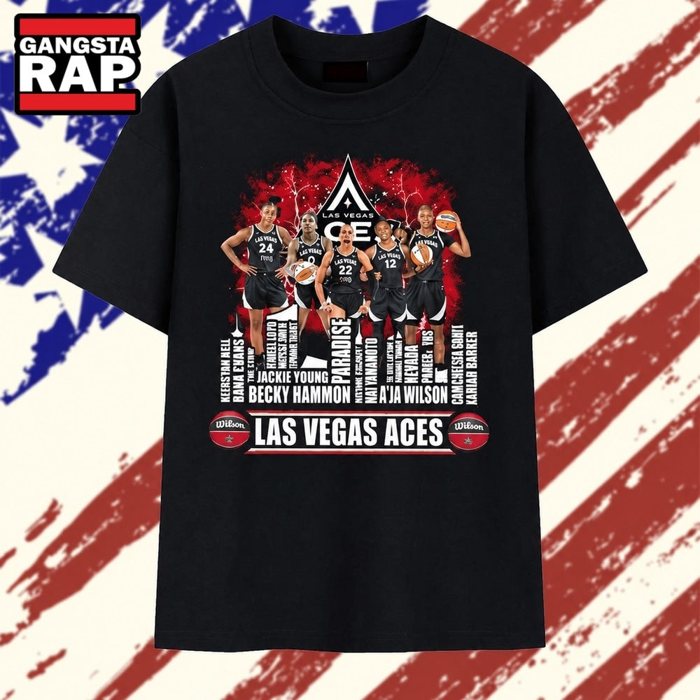 Las Vegas Aces WNBA Basketball Roster Players Vintage T Shirt