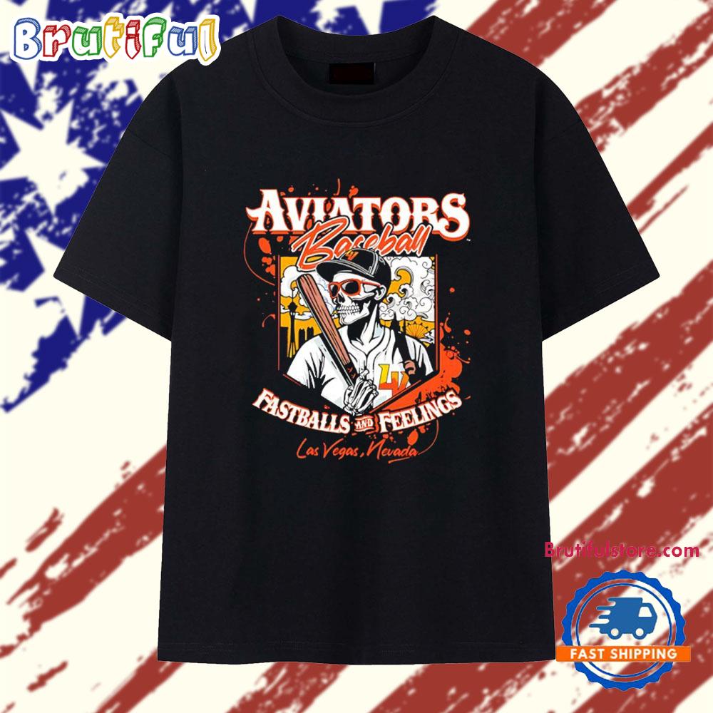Las Vegas Aviators Baseball Fastballs and Feelings Skeleton Player T Shirt