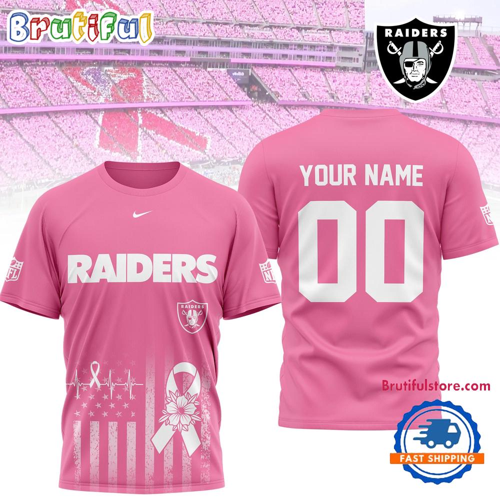 Las Vegas Raiders 2026 NFL Breast Cancer Awareness Custom 3D Shirt