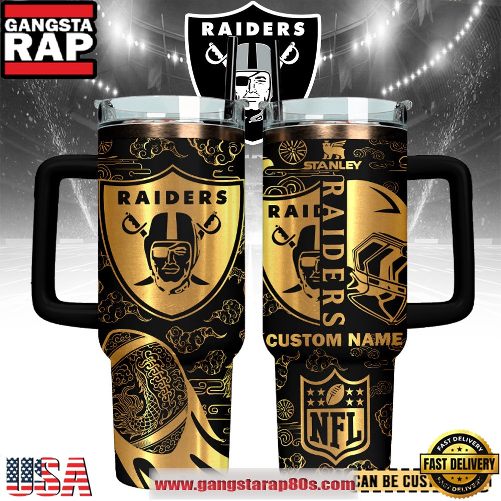 Las Vegas Raiders Custom Stanley Quencher Tumbler With Handle 40oz