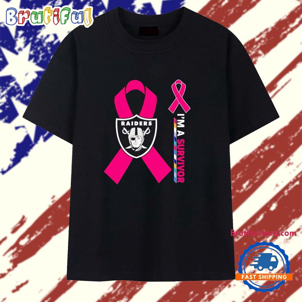 Las Vegas Raiders I’m a Survivor Pink Cancer Ribbon T Shirt