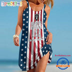 Las Vegas Raiders In My Veins USA In My Heart Independence Day Women’s Summer Beach Sling Dress