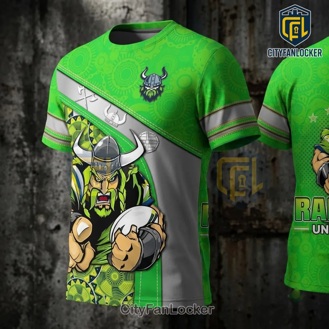 Las Vegas Raiders Viking Mascot Neon Green T-Shirt