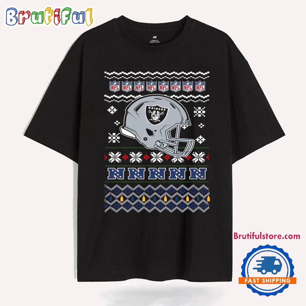 Las Vegas Raiders Football Logo Team Helmet Merry Chritmas 2024 T Shirt