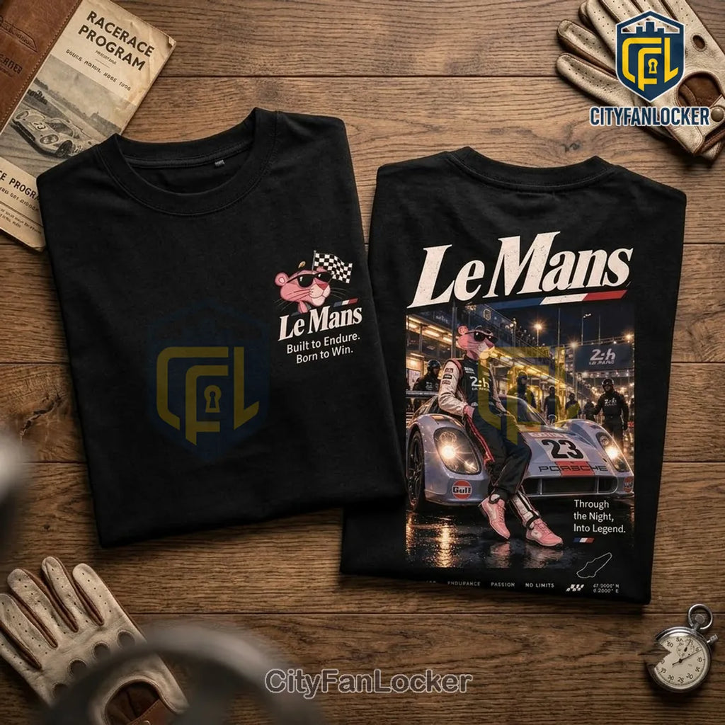 Le Mans Pink Panther Vintage Black T-Shirt