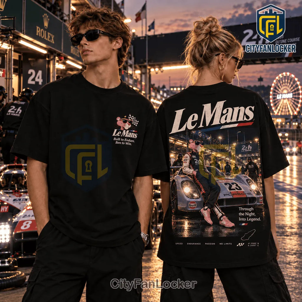 Le Mans Pink Panther Vintage Black T-Shirt