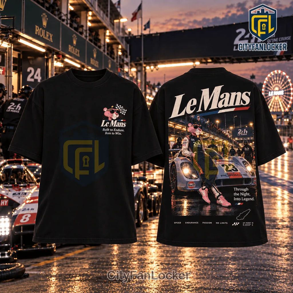 Le Mans Pink Panther Vintage Black T-Shirt