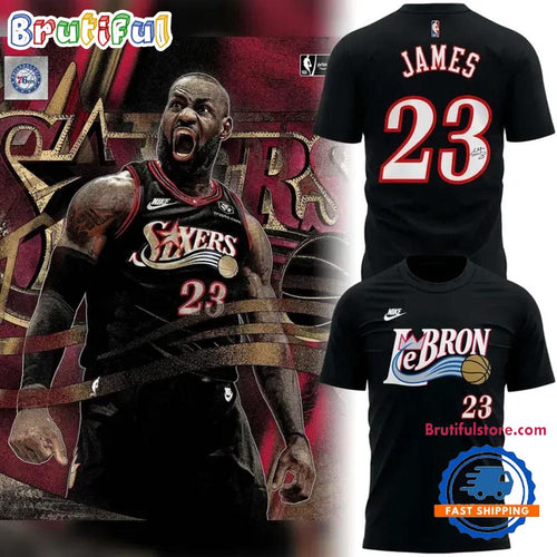 LeBron James Philadelphia 76ers 2026 Signatures Print T Shirt