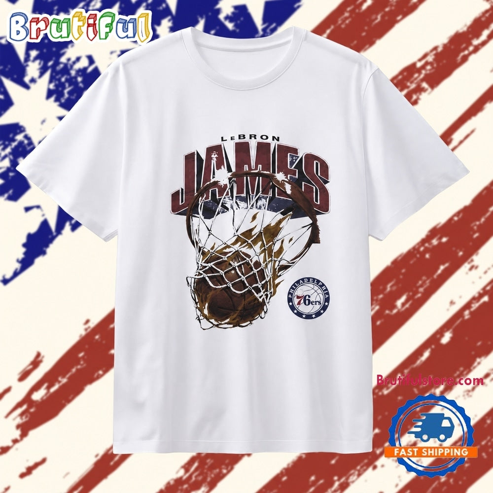 LeBron James Philadelphia 76ers Distressed T Shirt
