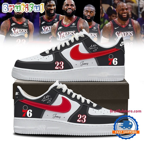 LeBron James Philadelphia 76ers Limited Edition Signature Black Air Force 1 Shoes Sneakers
