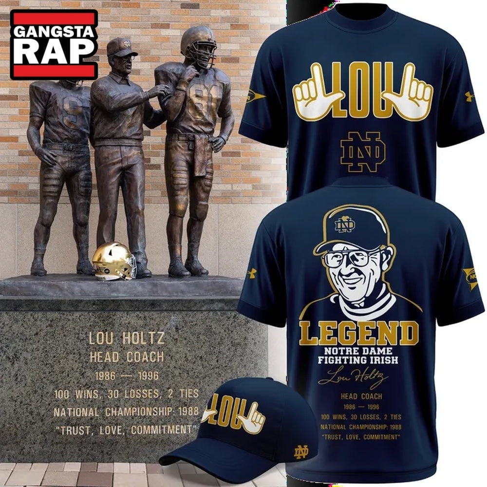 Legend Lou Holtz Notre Dame Fighting Irish Football Hoodie T-Shirt