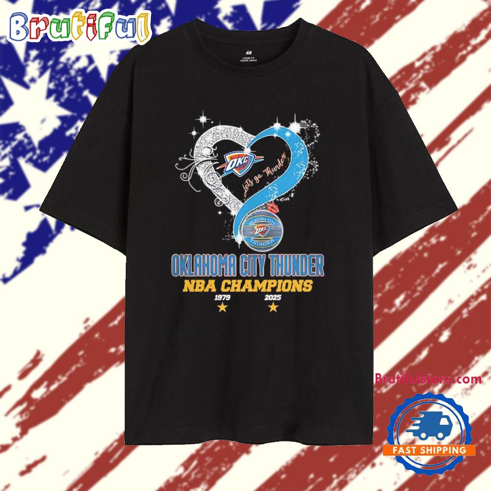 Let’s go Thunder 2025 NBA Finals Champions Oklahoma City Thunder Heart Diamond T Shirt