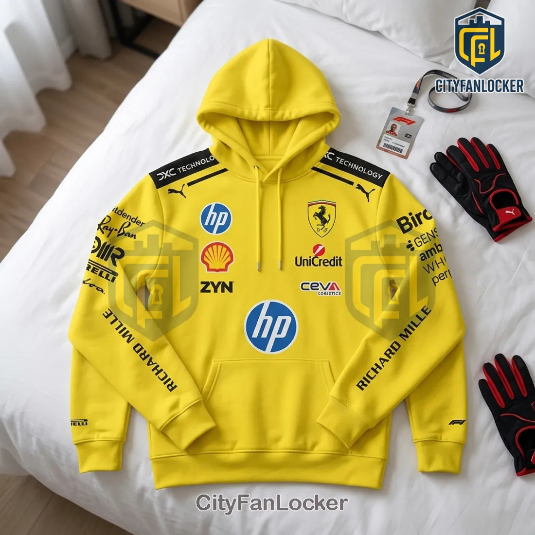 Lewis Hamilton Ferrari 2026 Collection Yellow Hoodie