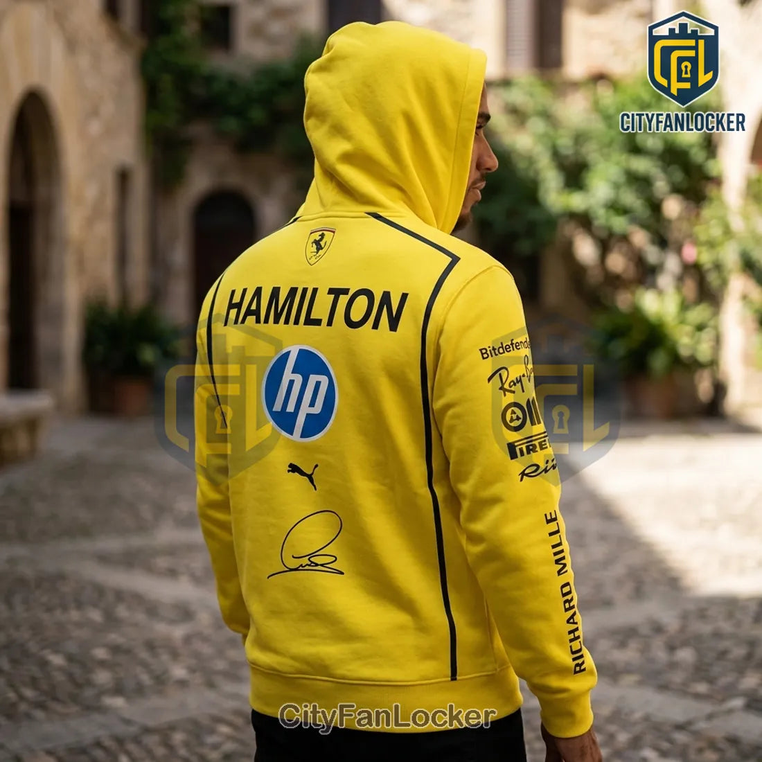Lewis Hamilton Ferrari 2026 Collection Yellow Hoodie