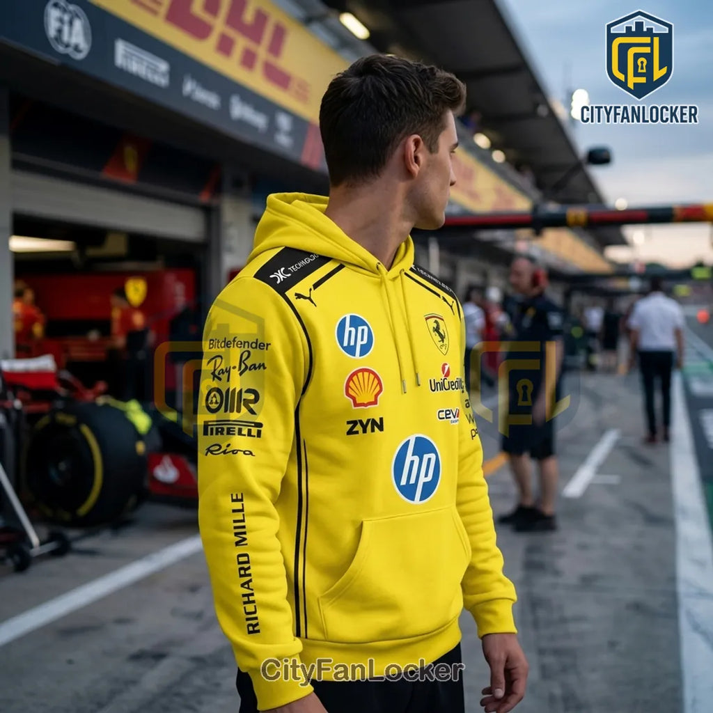 Lewis Hamilton Ferrari 2026 Collection Yellow Hoodie