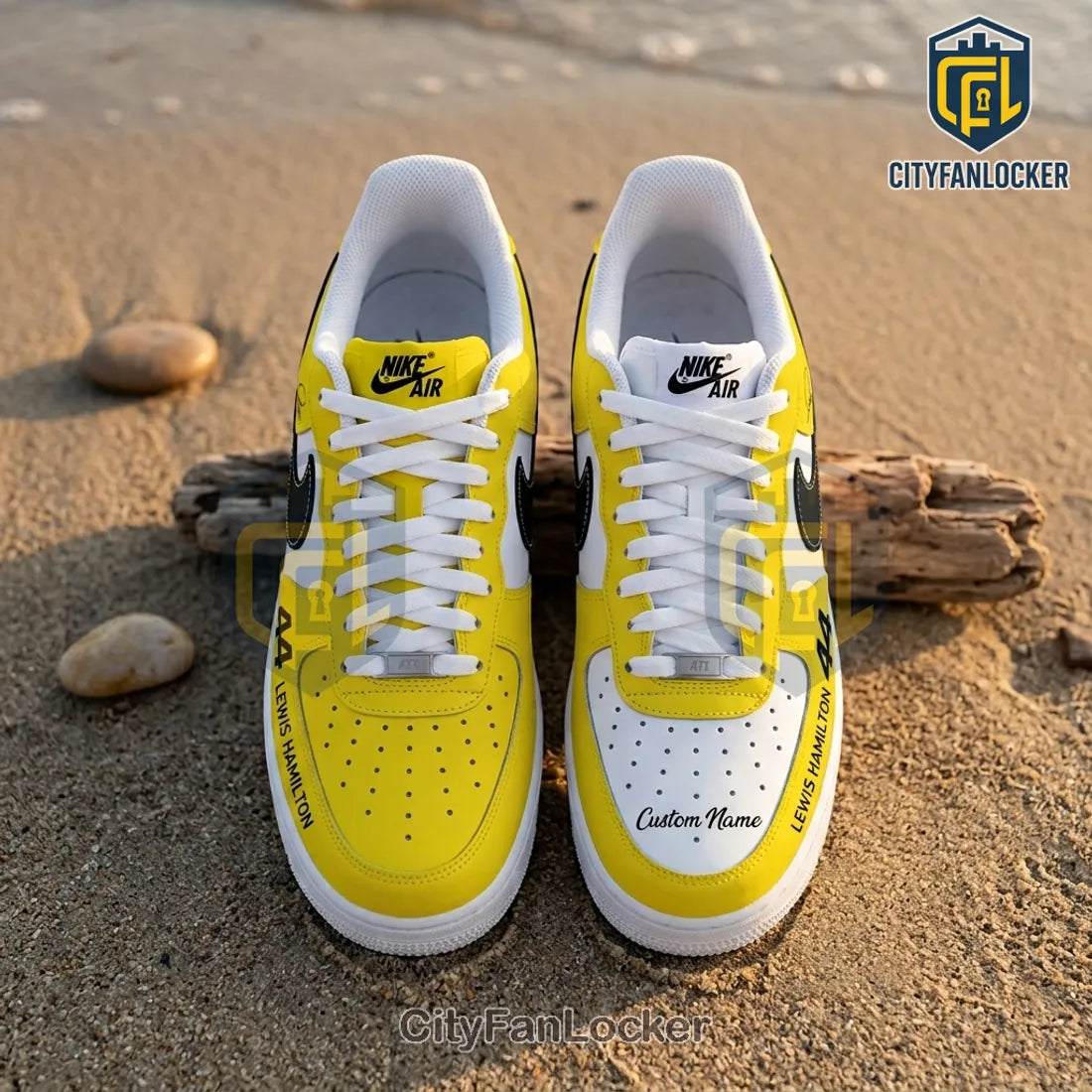 Lewis Hamilton Ferrari Yellow Custom Name Air Force 1 Sneakers