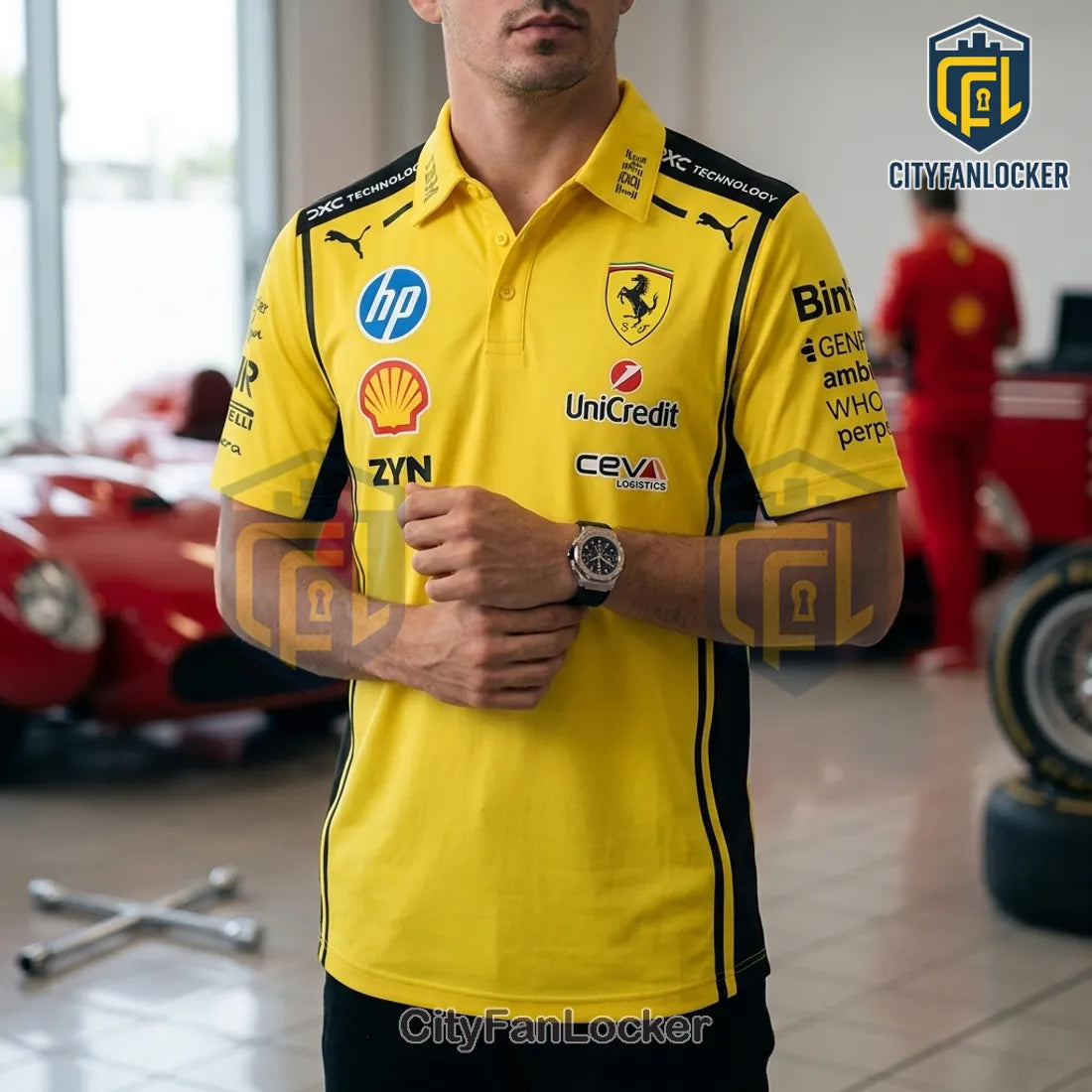 Lewis Hamilton Scuderia Ferrari 2026 Yellow Polo Shirt