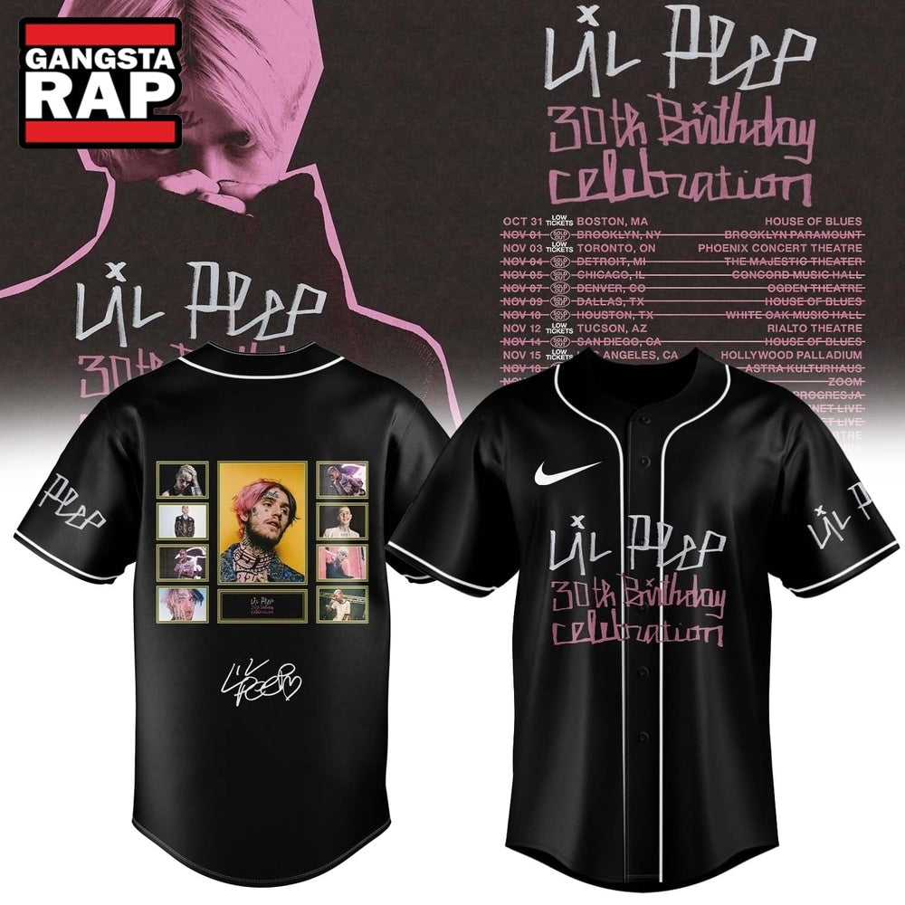 Lil Peep 30th Birthday Celebration Graphic Signature Baseball Jersey