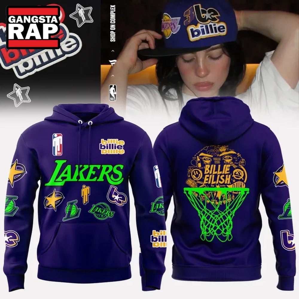 Limited Edition Los Angeles Lakers x Billie Eilish Purple Hoodie T-Shirt
