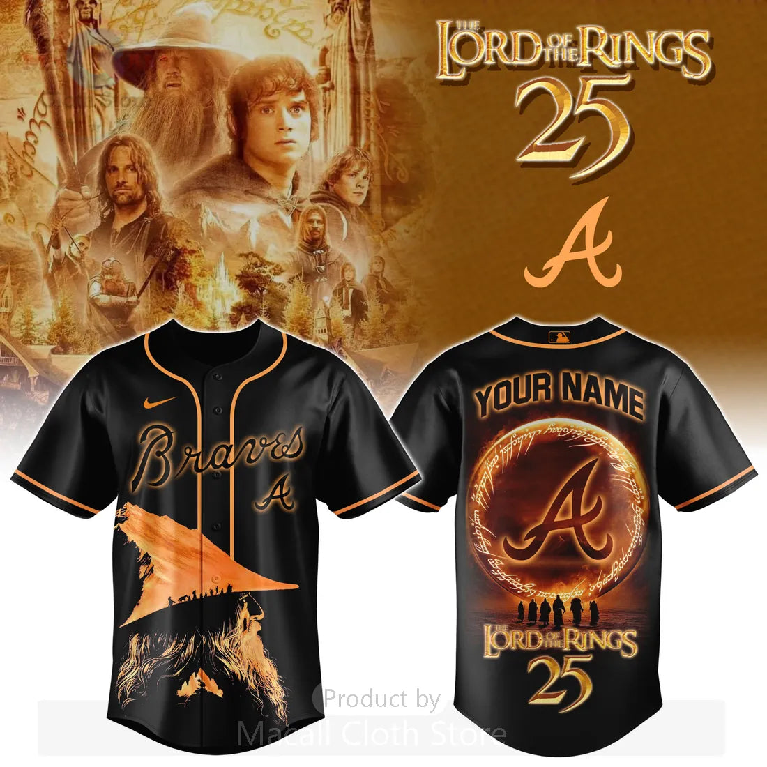 Lord of the Rings Atlanta Braves 25th Anniversary Custom Baseball Jersey