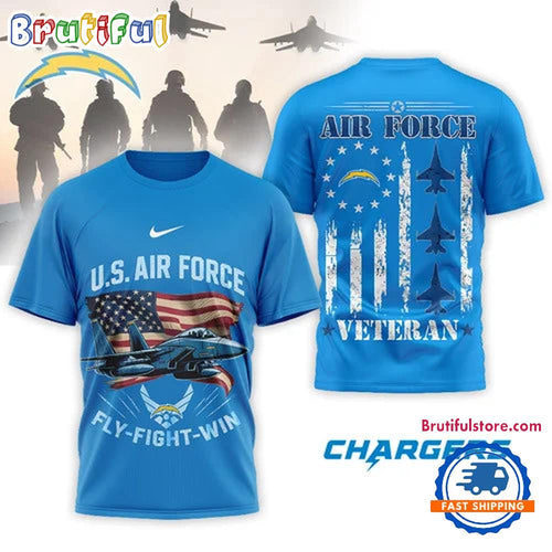 Los Angeles Chargers 2026 NFL Air Force Veteran Special New 3D Shirt
