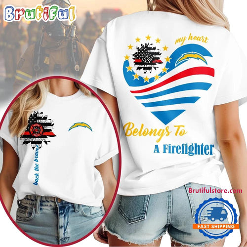 Los Angeles Chargers 2026 NFL My Heart Belongs To A Firefighter Unisex T Shirt
