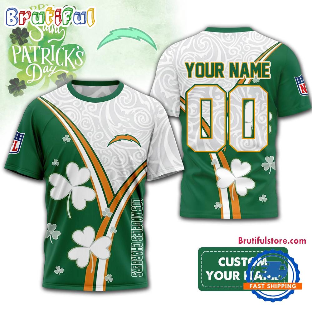 Los Angeles Chargers 2026 NFL Personalized Happy St. Patrick’s Day 3D Shirt