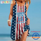 Los Angeles Chargers In My Veins USA In My Heart Independence Day Women’s Summer Beach Sling Dress
