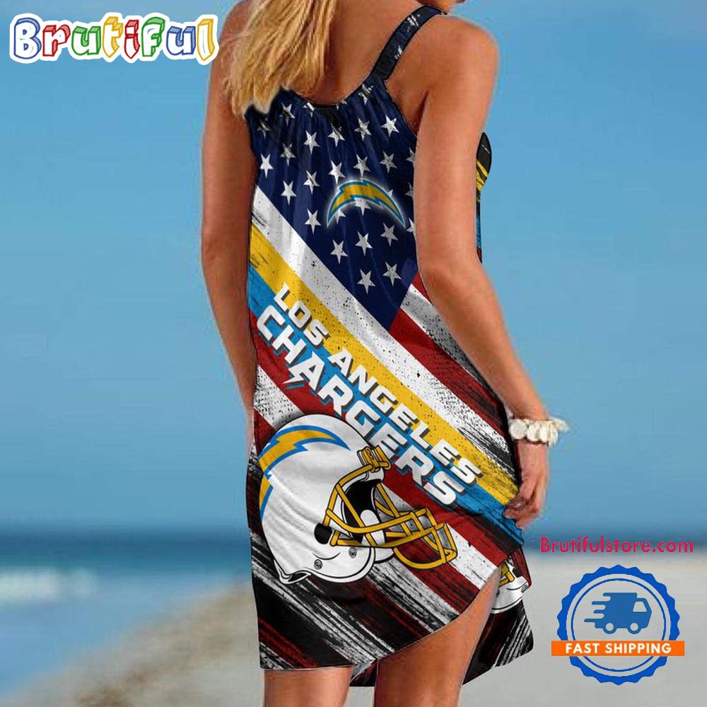Los Angeles Chargers USA Independence Day Women’s Summer Beach Sling Dress