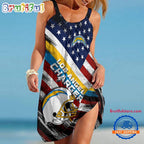 Los Angeles Chargers USA Independence Day Women’s Summer Beach Sling Dress