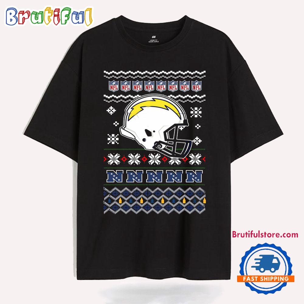 Los Angeles Chargers Football Logo Team Helmet Merry Chritmas 2024 T Shirt