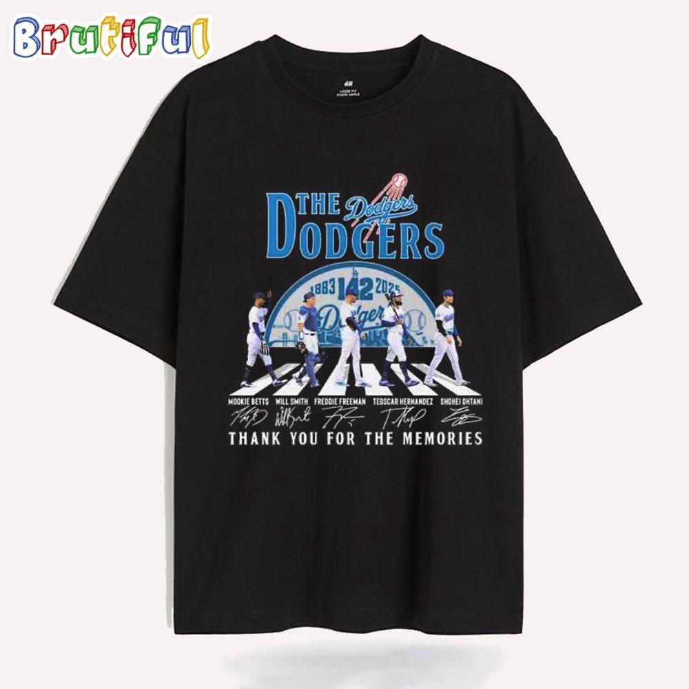 Los Angeles Dodgers 1883 2025 142th Thank You For The Memories Signatures T Shirt