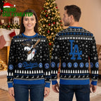 Los Angeles Dodgers Baseball Mascot Number 17 Snowflake Ugly Christmas Sweater