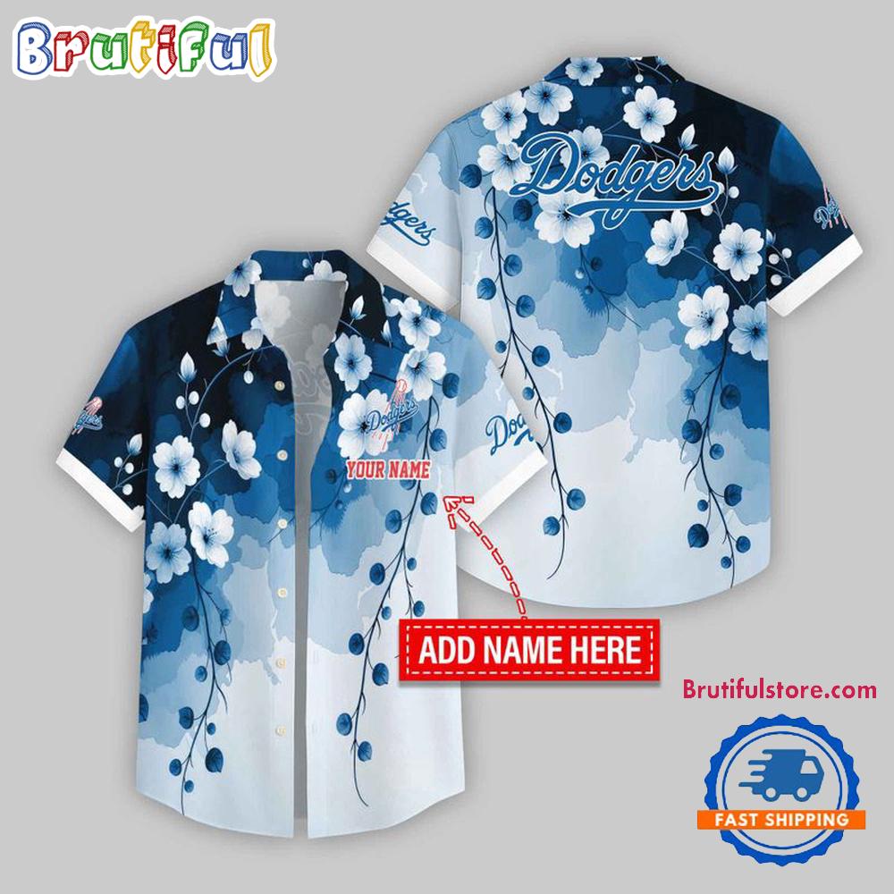 Los Angeles Dodgers Flower Pattern Trendy Summer Button Hawaii Shirt