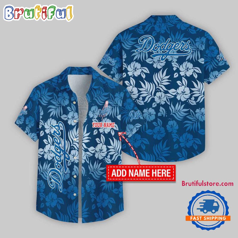Los Angeles Dodgers Night Flower Pattern Personalized Name Hawaii Shirt