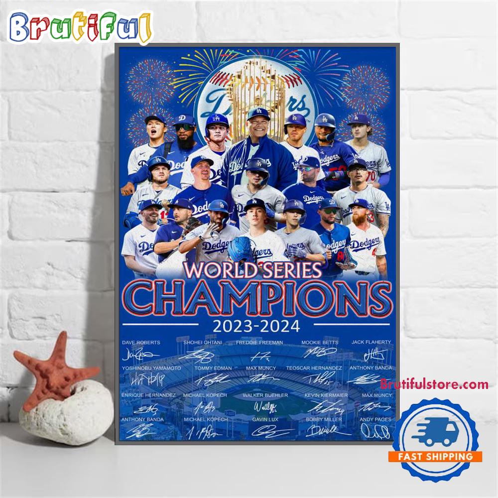 Los Angeles Dodgers World Series 2024 Wall Art Poster Canvas